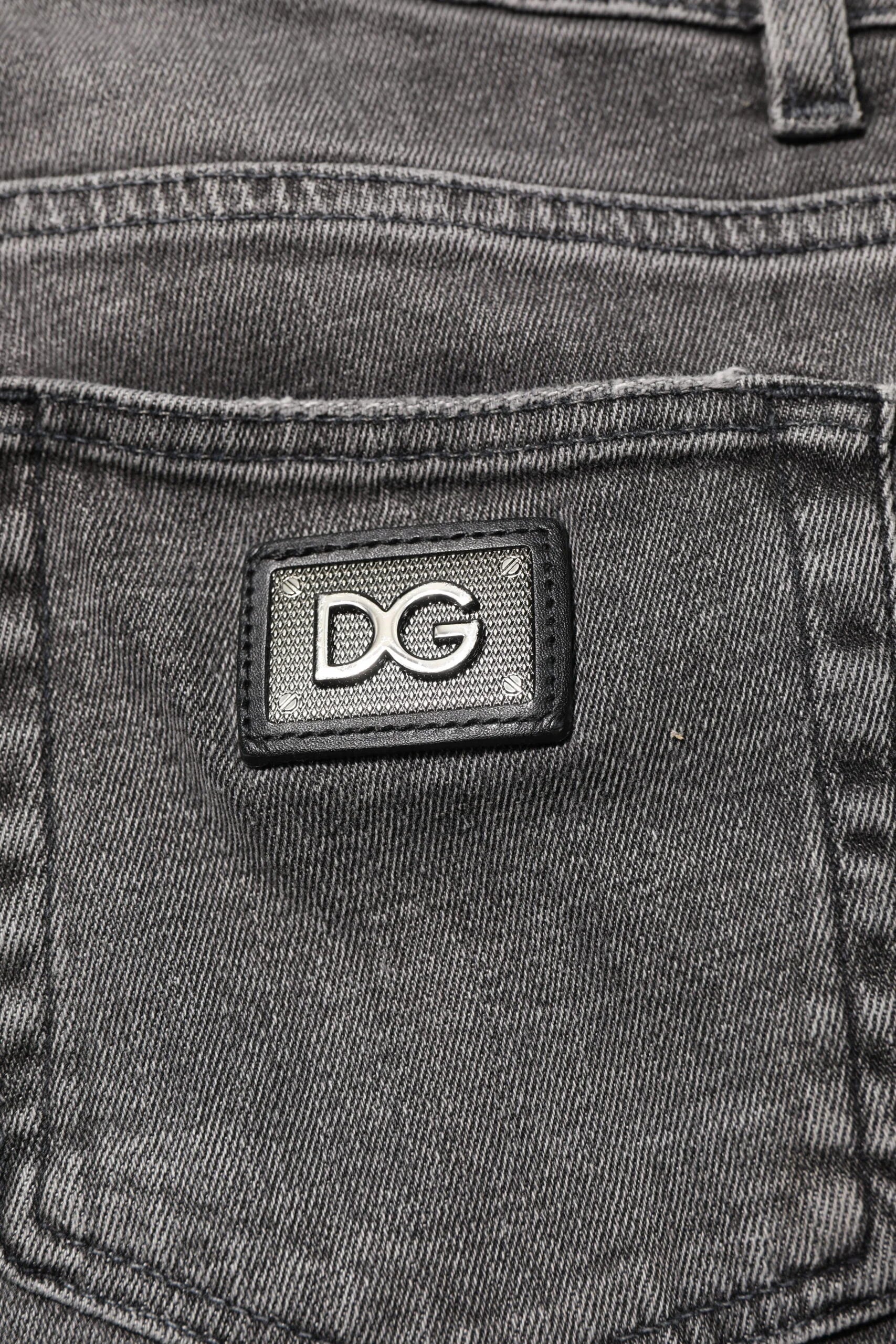 Dolce & Gabbana Gray Cotton Logo Plaque Men Denim Jeans - IT46 | S