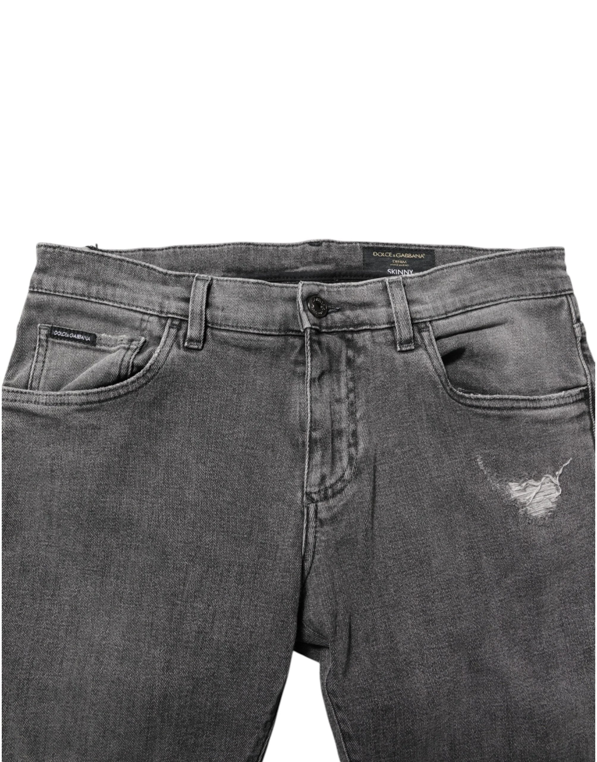 Dolce & Gabbana Gray Cotton Logo Plaque Men Denim Jeans - IT46 | S