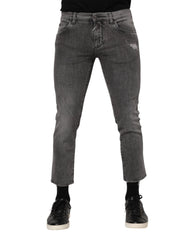 Dolce & Gabbana Gray Cotton Logo Plaque Men Denim Jeans - IT46 | S - Jeans