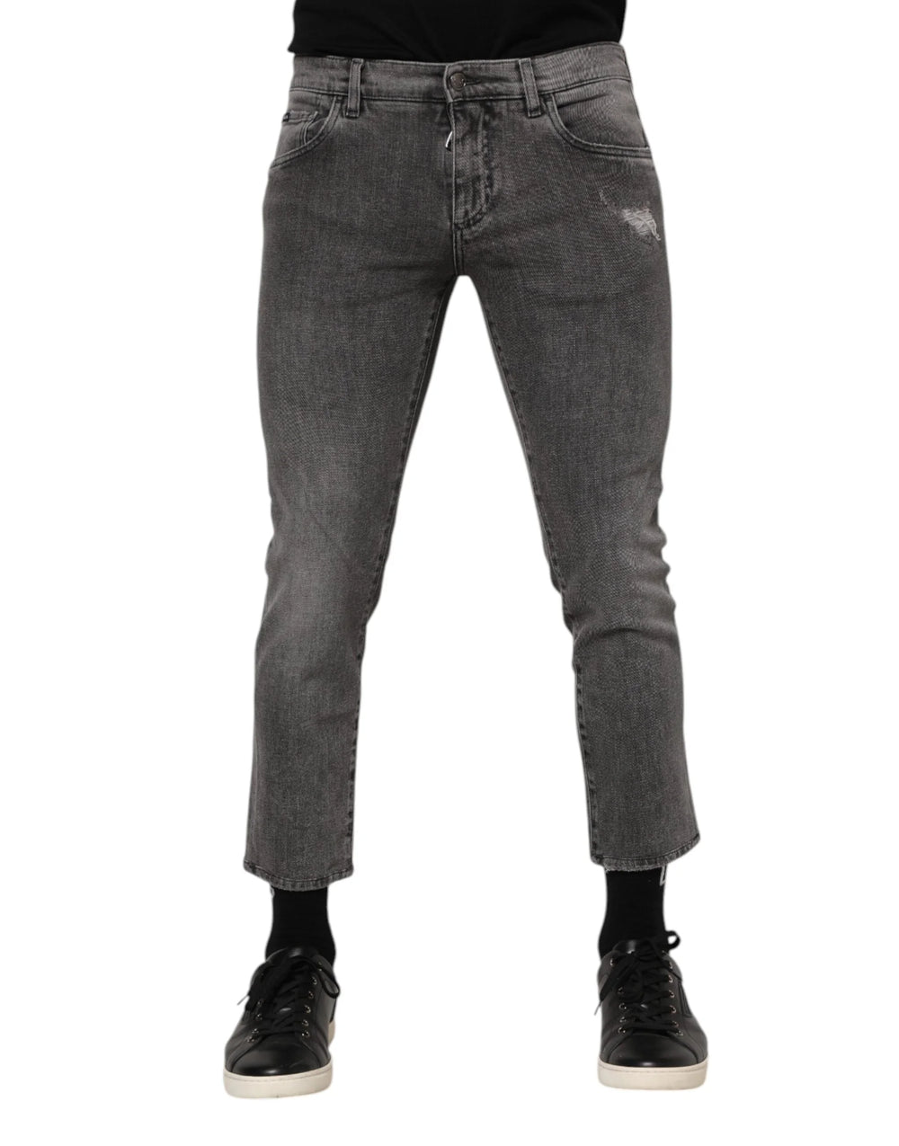 Dolce & Gabbana Gray Cotton Logo Plaque Men Denim Jeans - IT46 | S