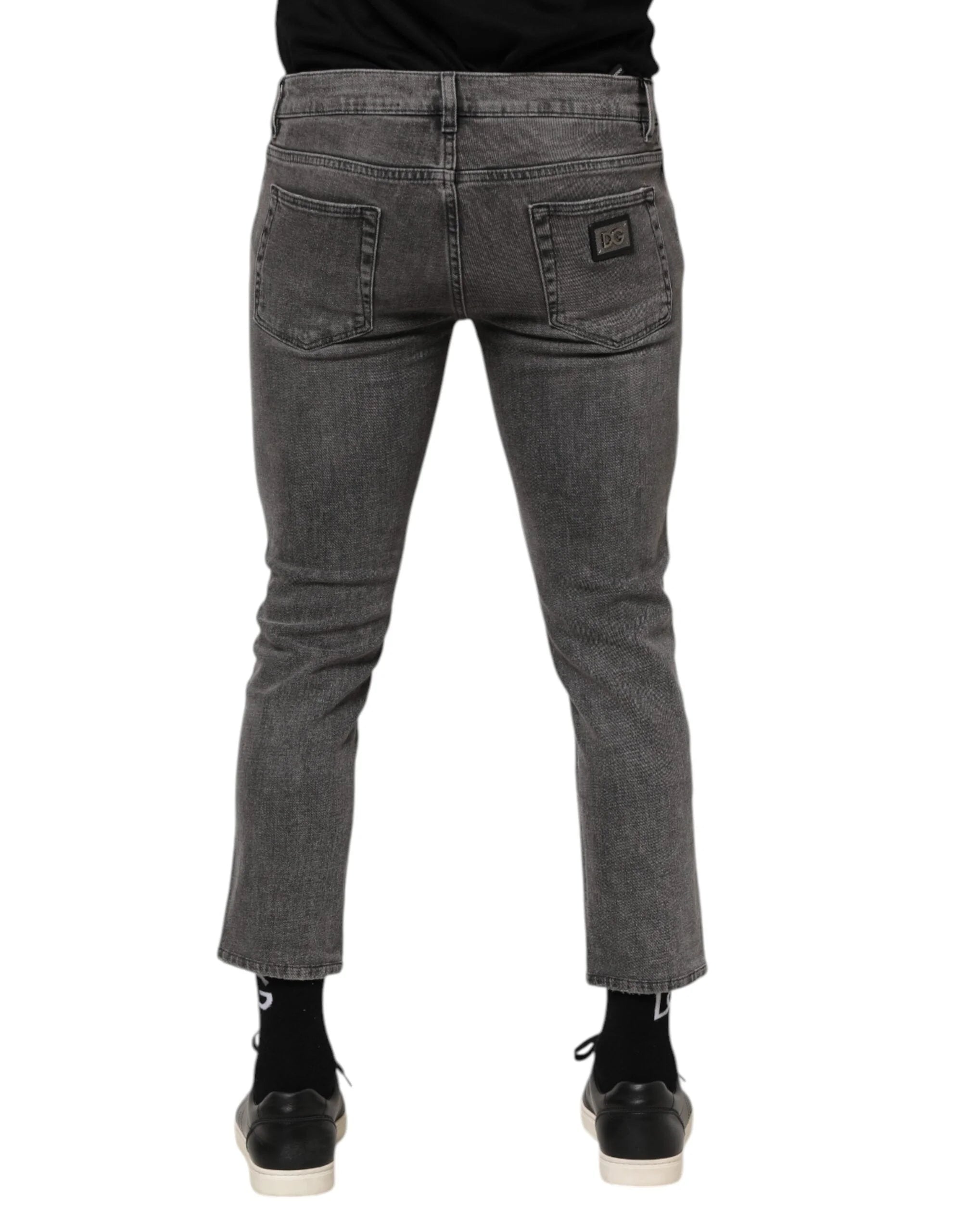 Dolce & Gabbana Gray Cotton Logo Plaque Men Denim Jeans - IT46 | S - Jeans