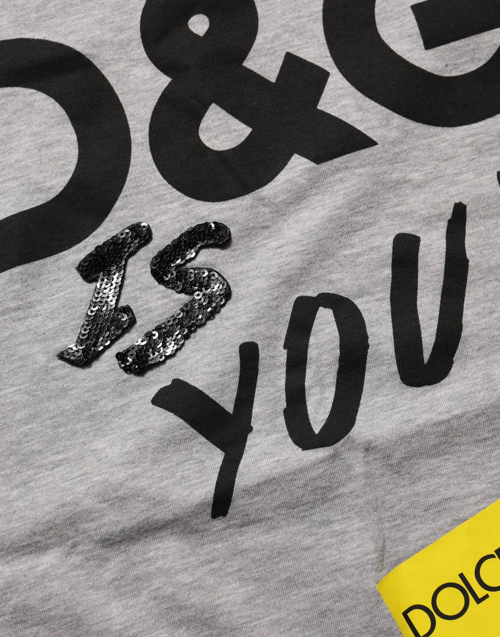 Dolce & Gabbana Gray Cotton Logo Printed Crew Neck T-shirt - IT40|S