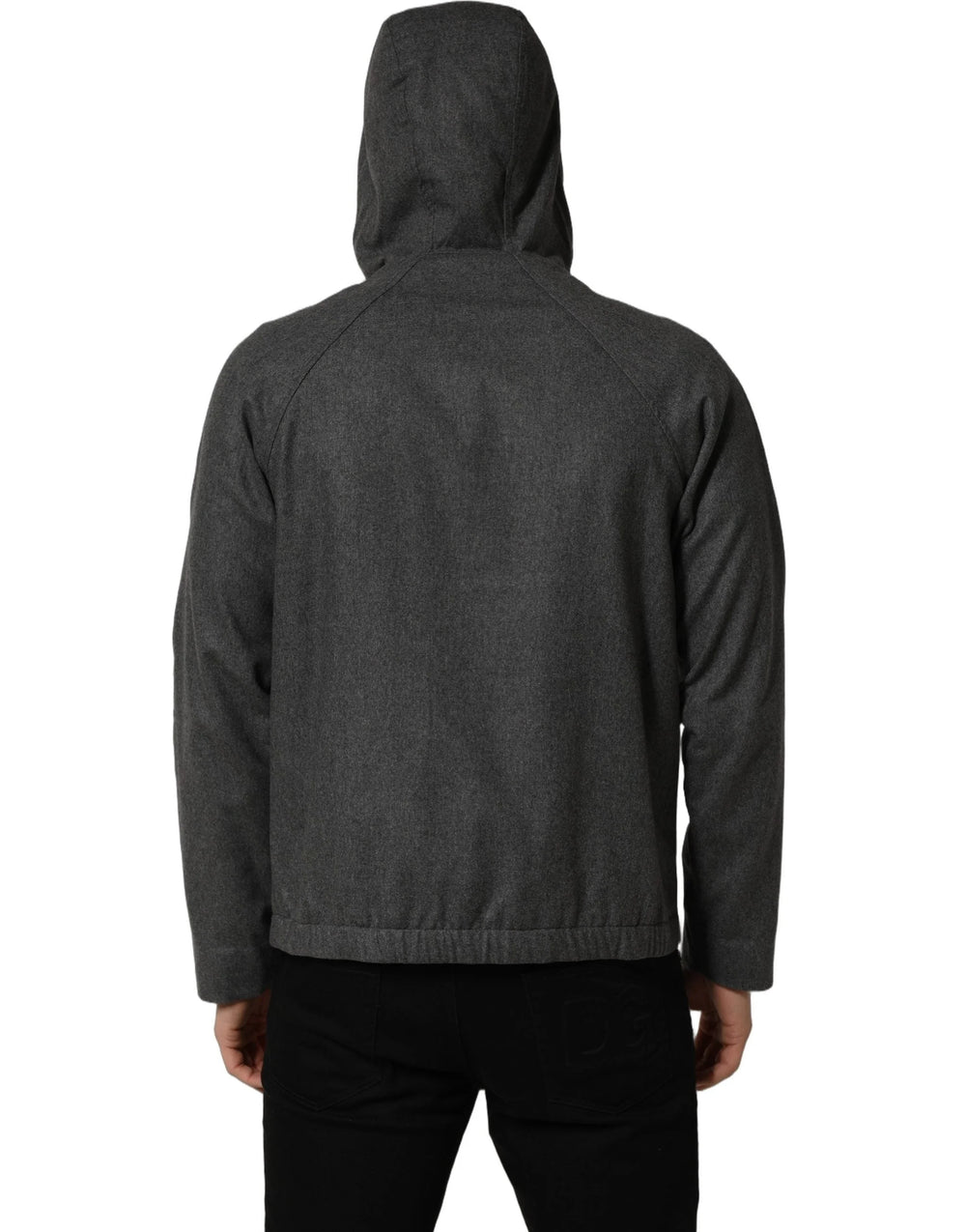 Dolce & Gabbana Gray Cotton Men Hooded Full Zip Bomber Jacket - IT48 | M