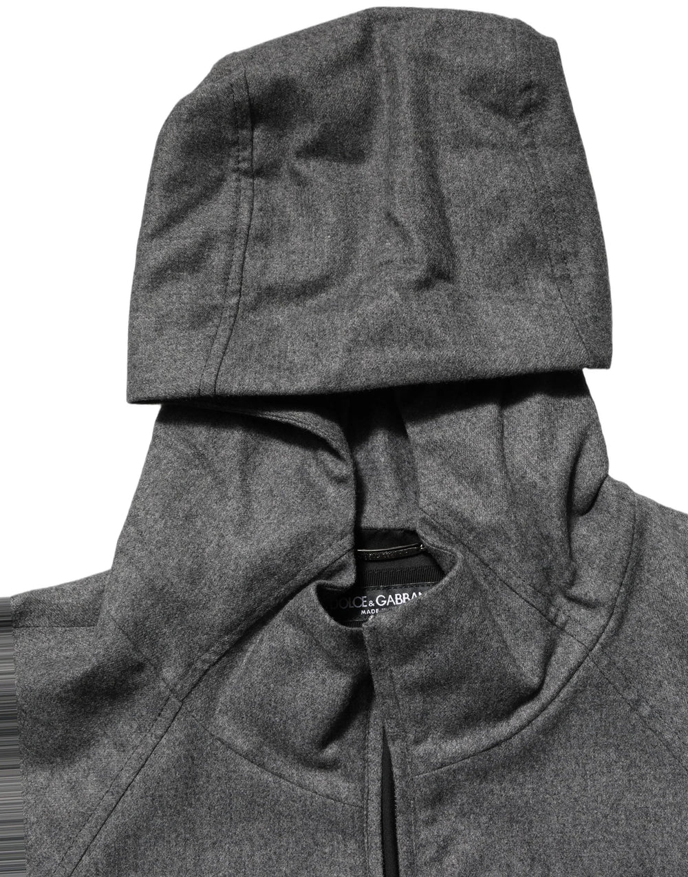 Dolce & Gabbana Gray Cotton Men Hooded Full Zip Bomber Jacket - IT48 | M