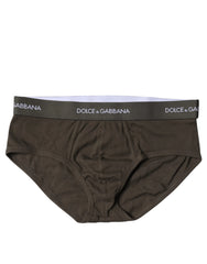 Dolce & Gabbana Gray Cotton Men Mid Slip Brief Underwear - IT6| L
