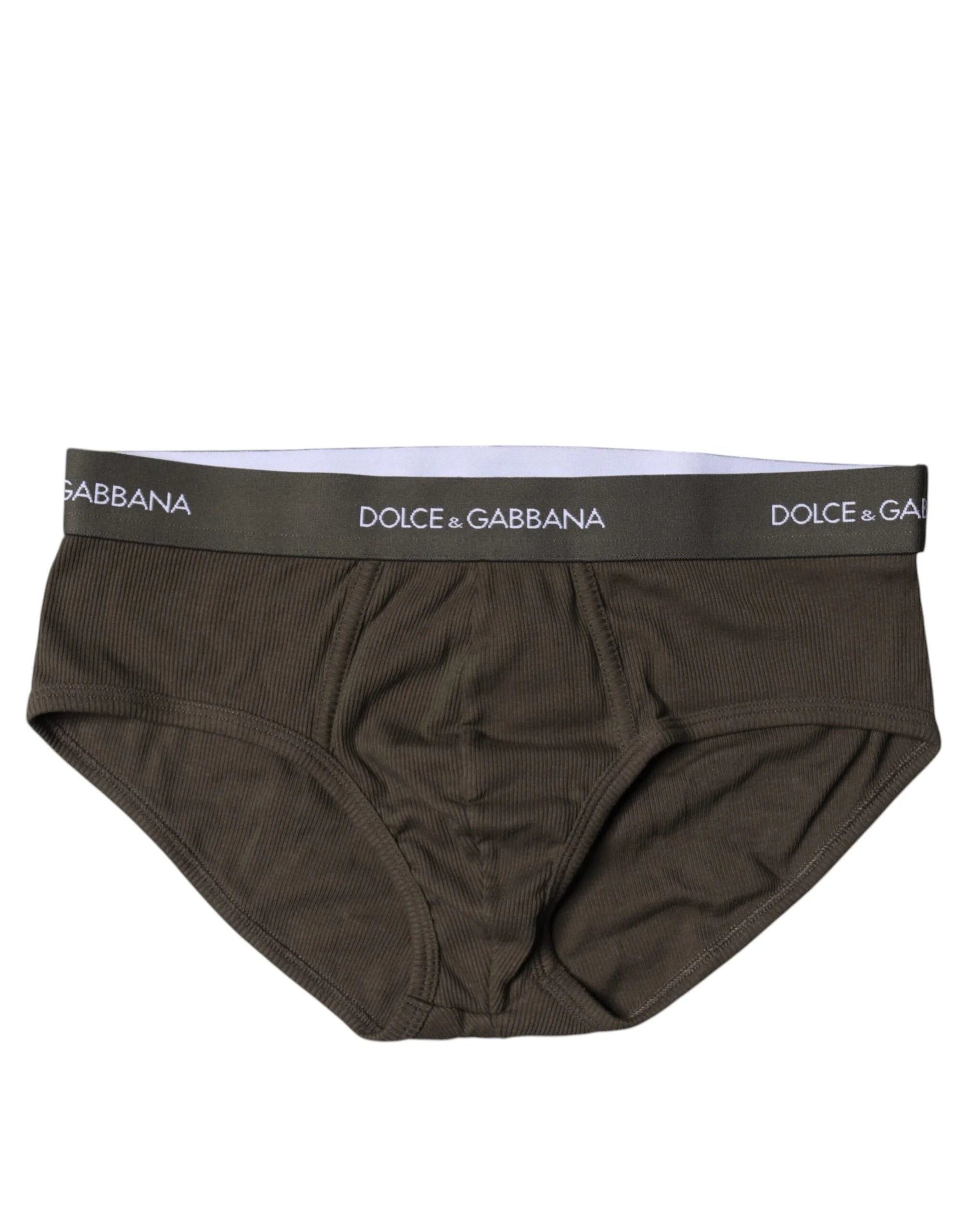 Dolce & Gabbana Gray Cotton Men Mid Slip Brief Underwear - IT6| L - Briefs