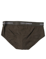 Dolce & Gabbana Gray Cotton Men Mid Slip Brief Underwear - IT6| L - Briefs