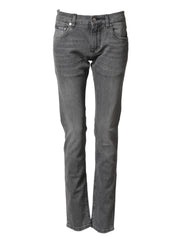 Dolce & Gabbana Gray Cotton Mid Waist Skinny Denim Jeans - IT44 | XS
