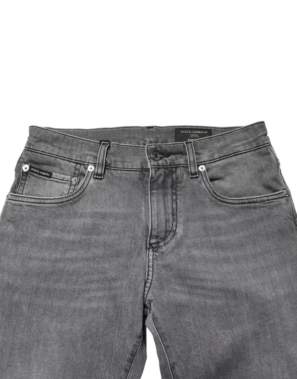 Dolce & Gabbana Gray Cotton Mid Waist Skinny Denim Jeans - IT44 | XS