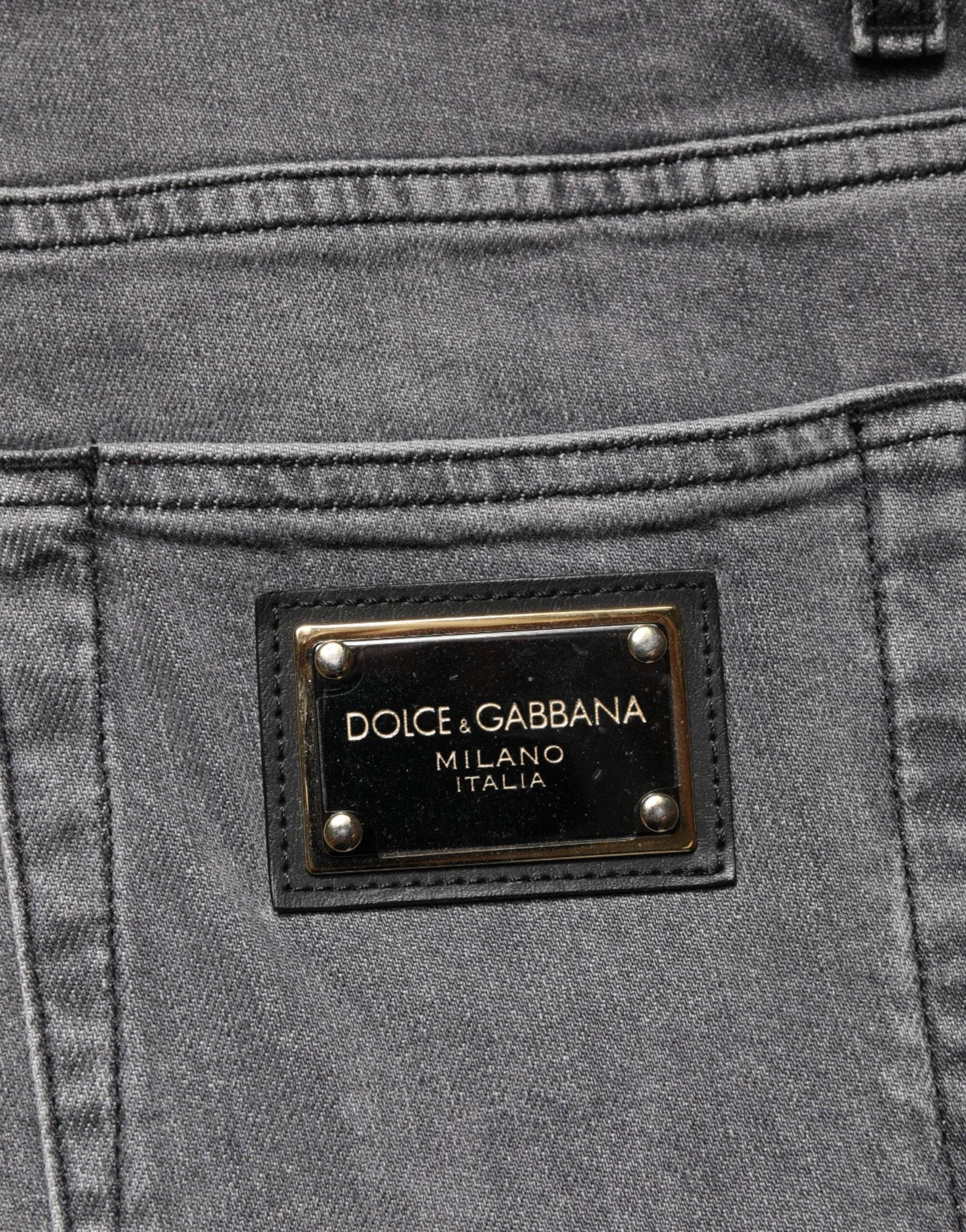 Dolce & Gabbana Gray Cotton Mid Waist Skinny Denim Jeans - IT44 | XS