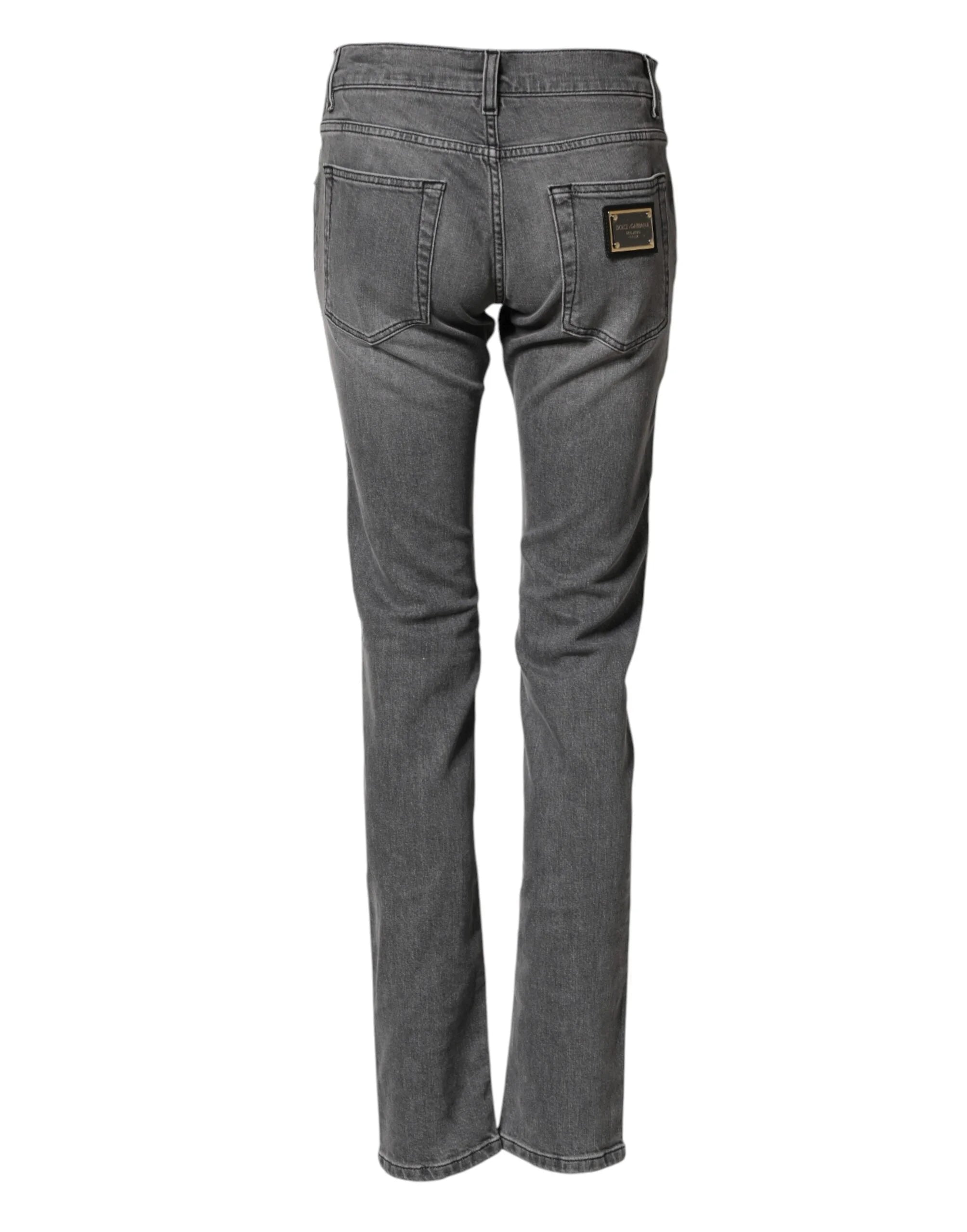 Dolce & Gabbana Gray Cotton Mid Waist Skinny Denim Jeans - IT44 | XS
