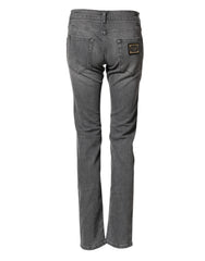 Dolce & Gabbana Gray Cotton Mid Waist Skinny Denim Jeans - IT44 | XS
