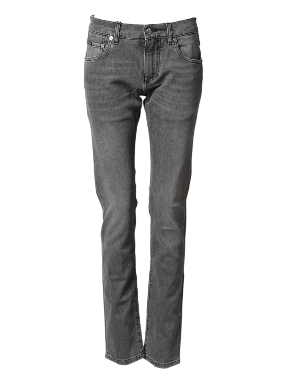 Dolce & Gabbana Gray Cotton Mid Waist Skinny Denim Jeans - IT44 | XS
