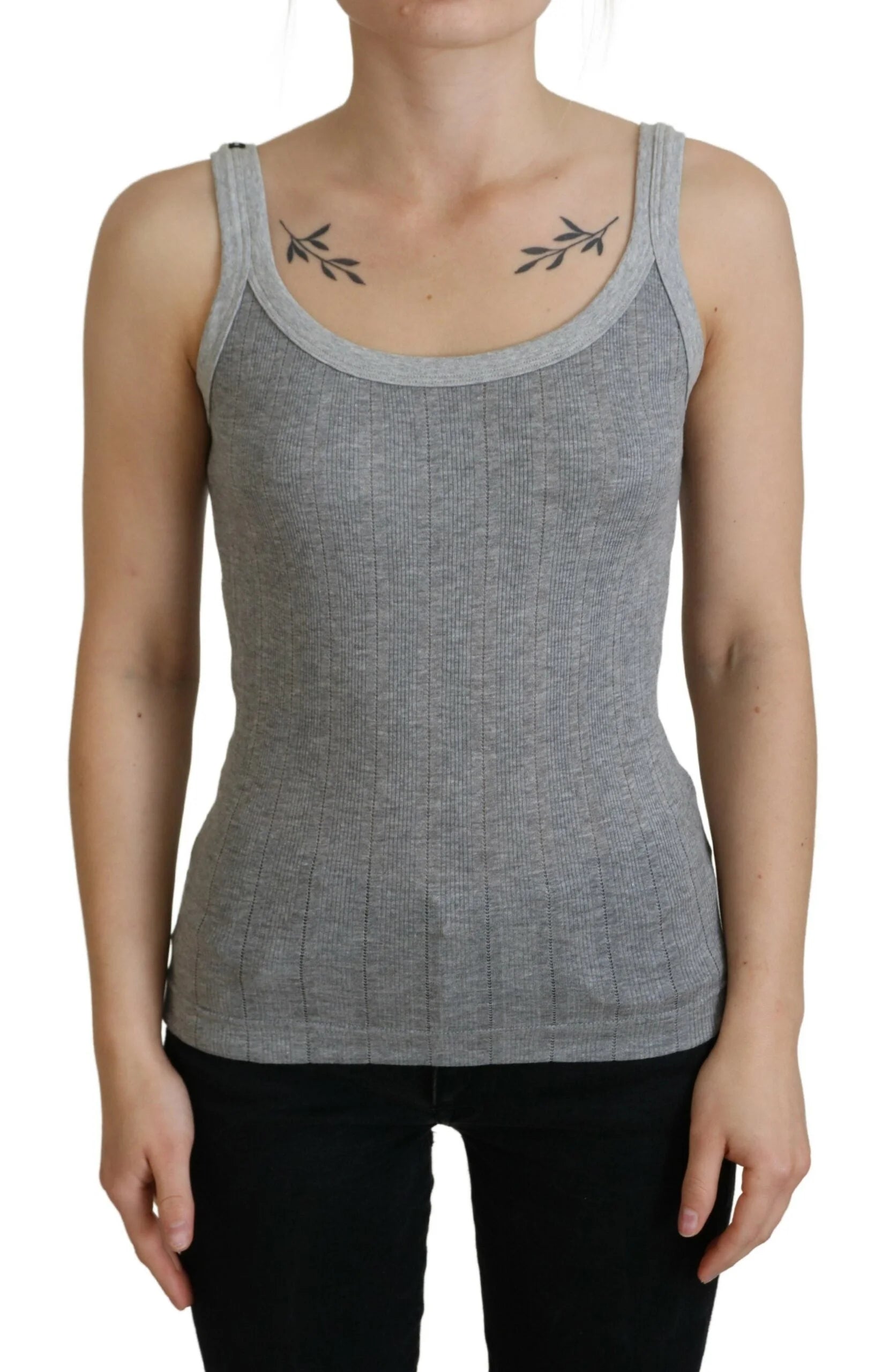 Dolce & Gabbana Gray Cotton Modal Canotta Tank Top T-shirt - IT38 | XS - Tank Tops