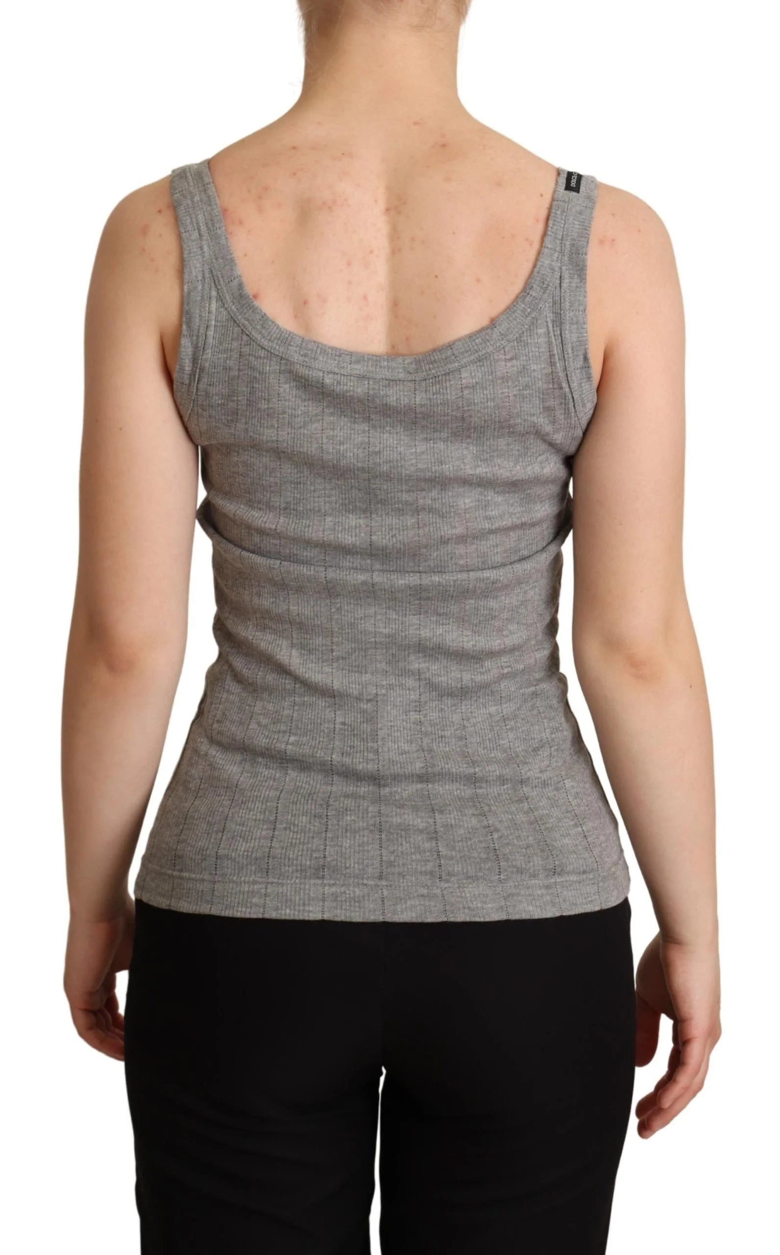 Dolce & Gabbana Gray Cotton Modal Canotta Tank Top T-shirt - IT46|XL - Tank Tops