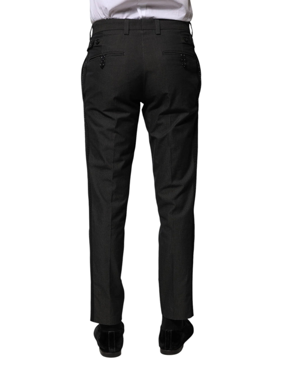 Dolce & Gabbana Gray Cotton Patterned Formal Pants - IT44 | XS - Trousers