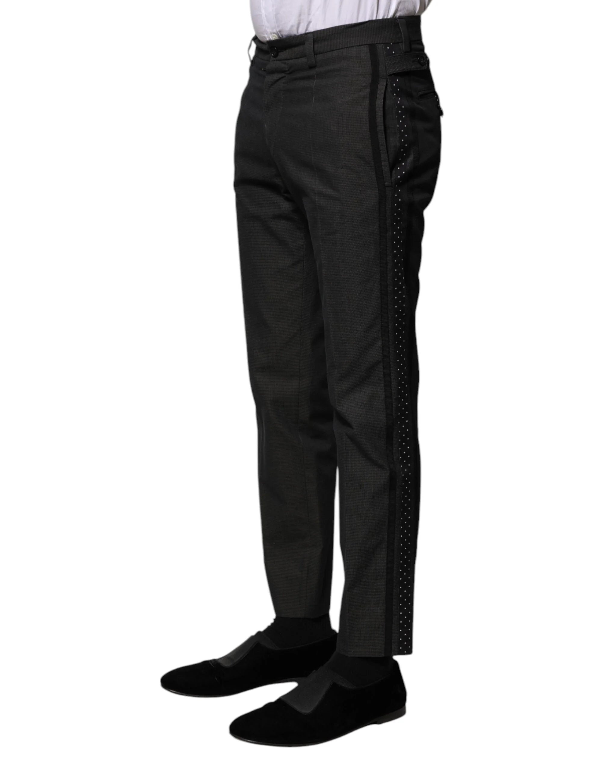 Dolce & Gabbana Gray Cotton Patterned Formal Pants - IT44 | XS - Trousers