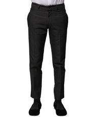 Dolce & Gabbana Gray Cotton Patterned Formal Pants - IT44 | XS - Trousers