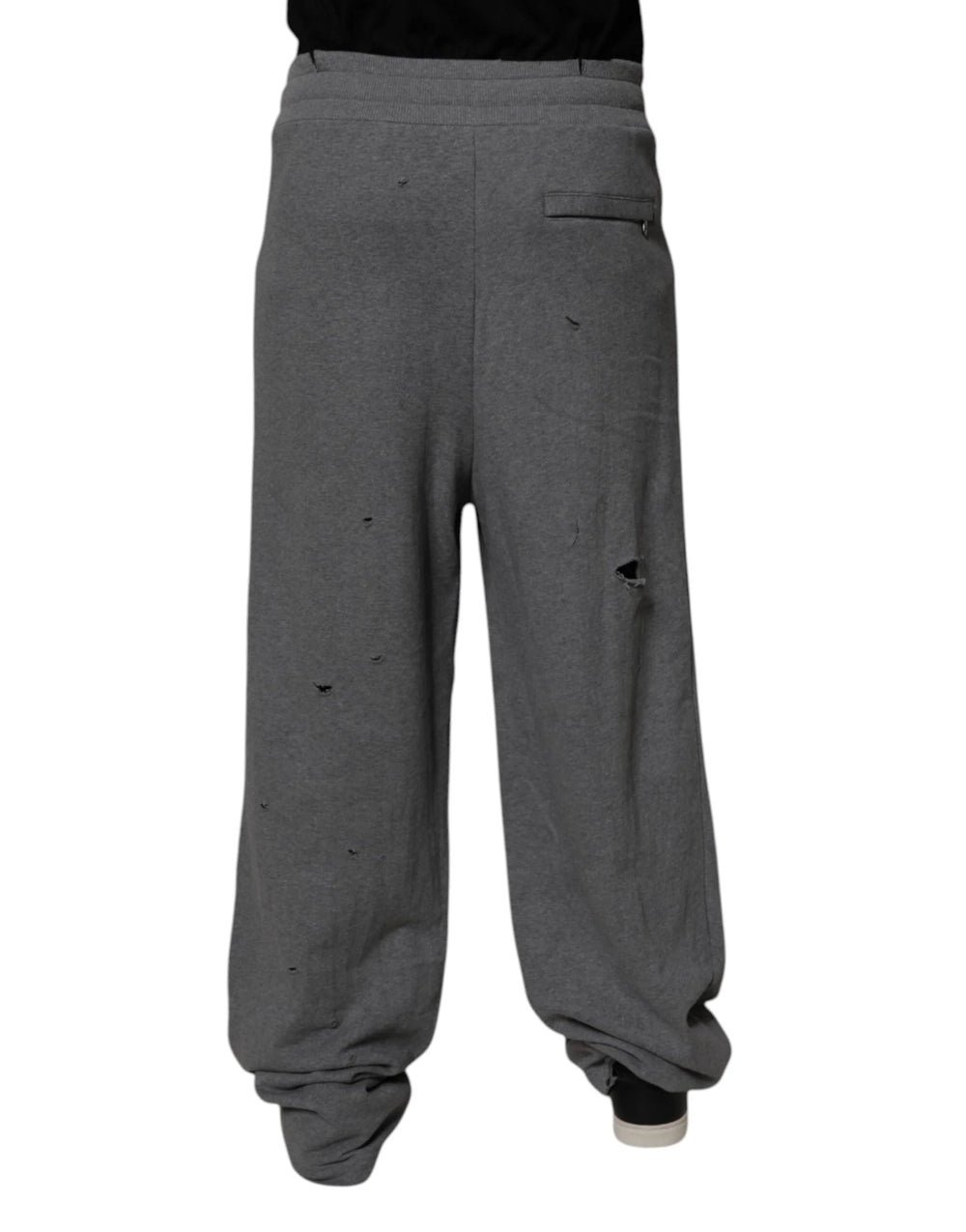 Dolce & Gabbana Gray Cotton RipStyle Straight Sweatpants Pants - IT48 | M - Sweatpants
