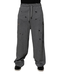 Dolce & Gabbana Gray Cotton RipStyle Straight Sweatpants Pants - IT48 | M - Sweatpants