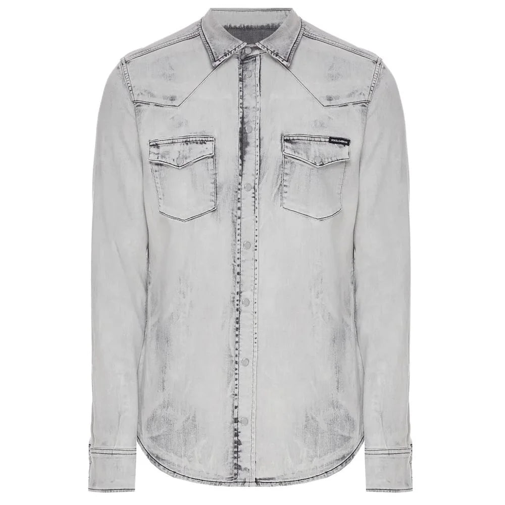 Dolce & Gabbana Gray Cotton Shirt - IT39 | S - Shirts