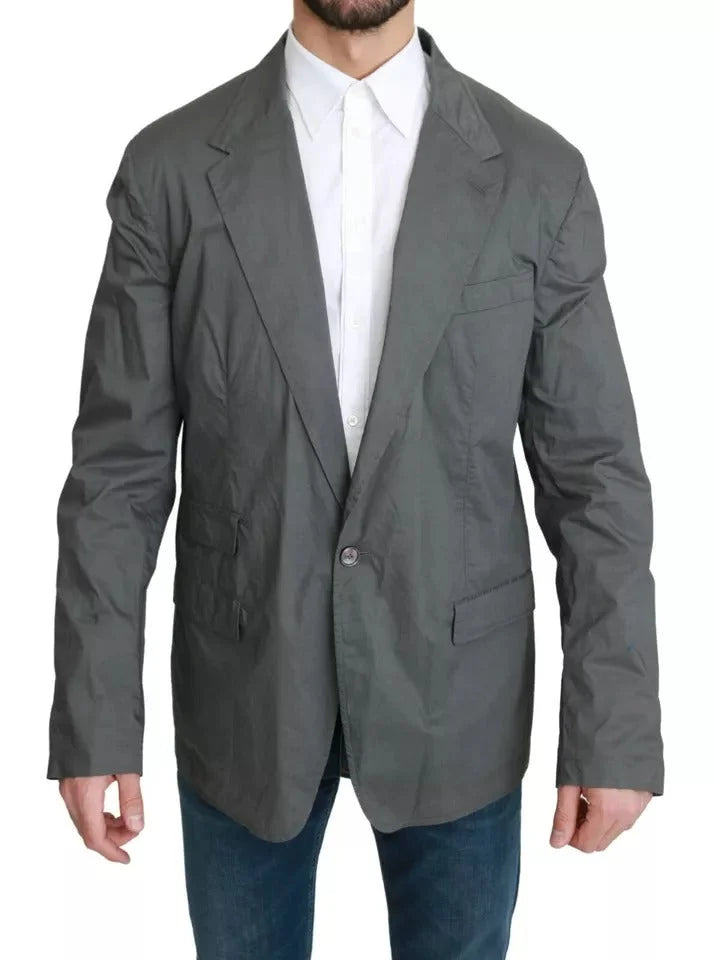 Dolce & Gabbana Gray Cotton Single Breasted Formal Blazer - IT56 | XL - Sport Jackets