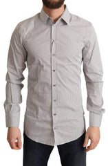 Dolce & Gabbana Gray Cotton Slim Fit Mens SICILY Shirt - IT38 | XS - Shirts