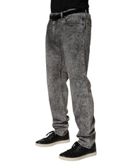Dolce & Gabbana Gray Cotton Straight Leg Denim Trouser Jeans - IT58 | XXL