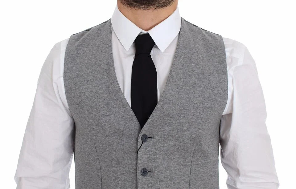 Dolce & Gabbana Gray Cotton Stretch Dress Vest Blazer - IT44 | XS - Vests