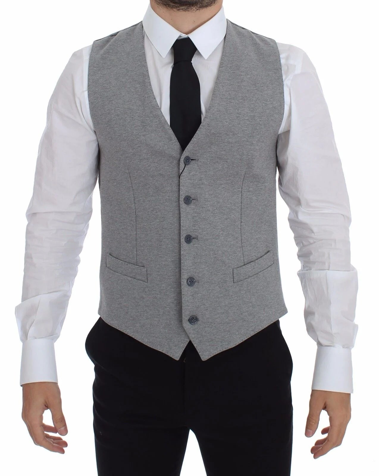Dolce & Gabbana Gray Cotton Stretch Dress Vest Blazer - IT44 | XS - Vests