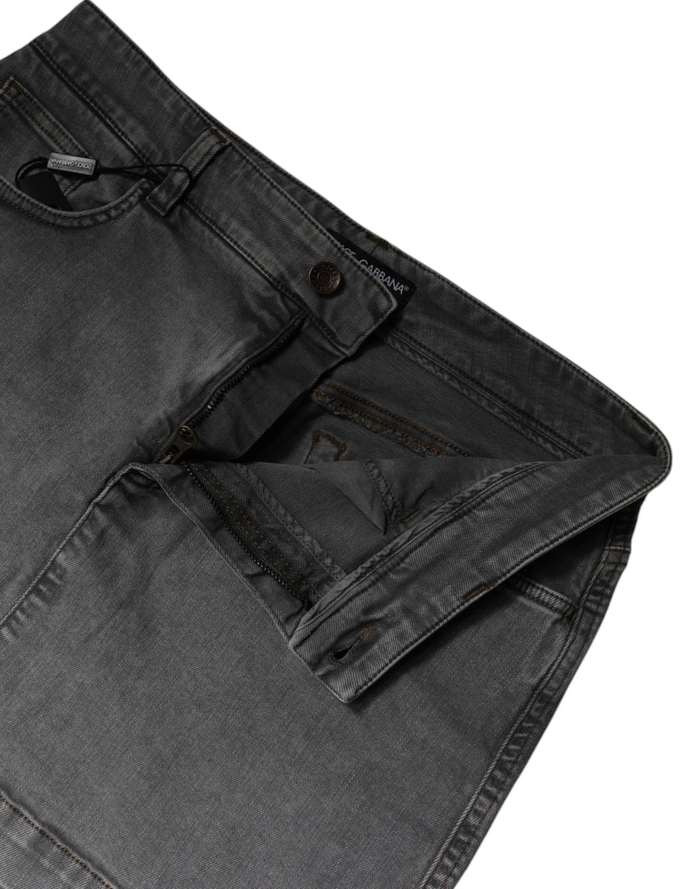 Dolce & Gabbana Gray Cotton Stretch Mid Waist Denim Mini Skirt - IT42|M - Skirts