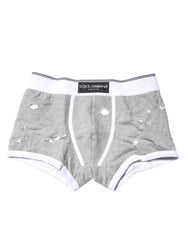 Dolce & Gabbana Gray Cotton Stretch Regular Boxer Underwear - Boxer Briefs