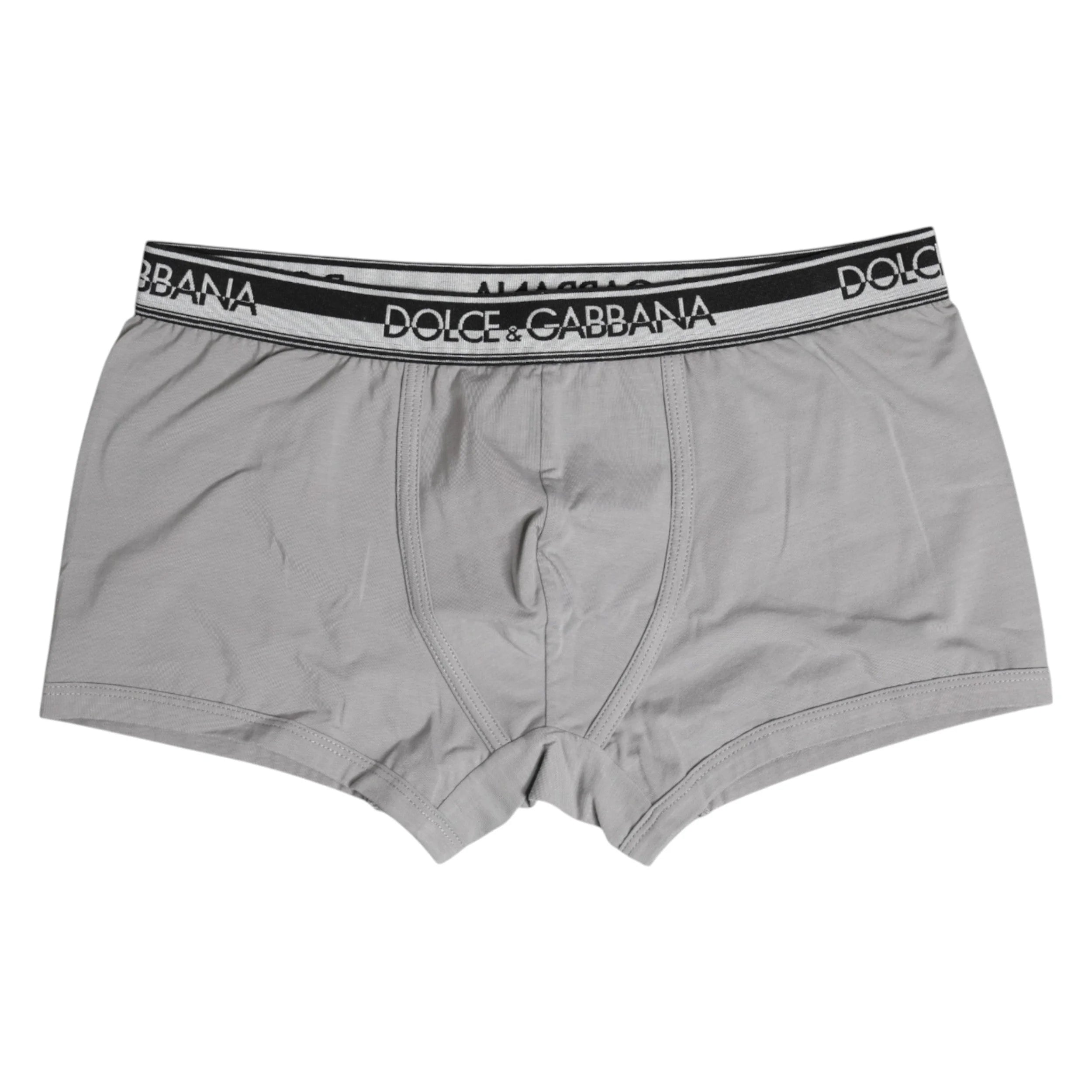 Dolce & Gabbana Gray Cotton Stretch Regular Boxer Underwear - IT4 | S - Boxer Briefs