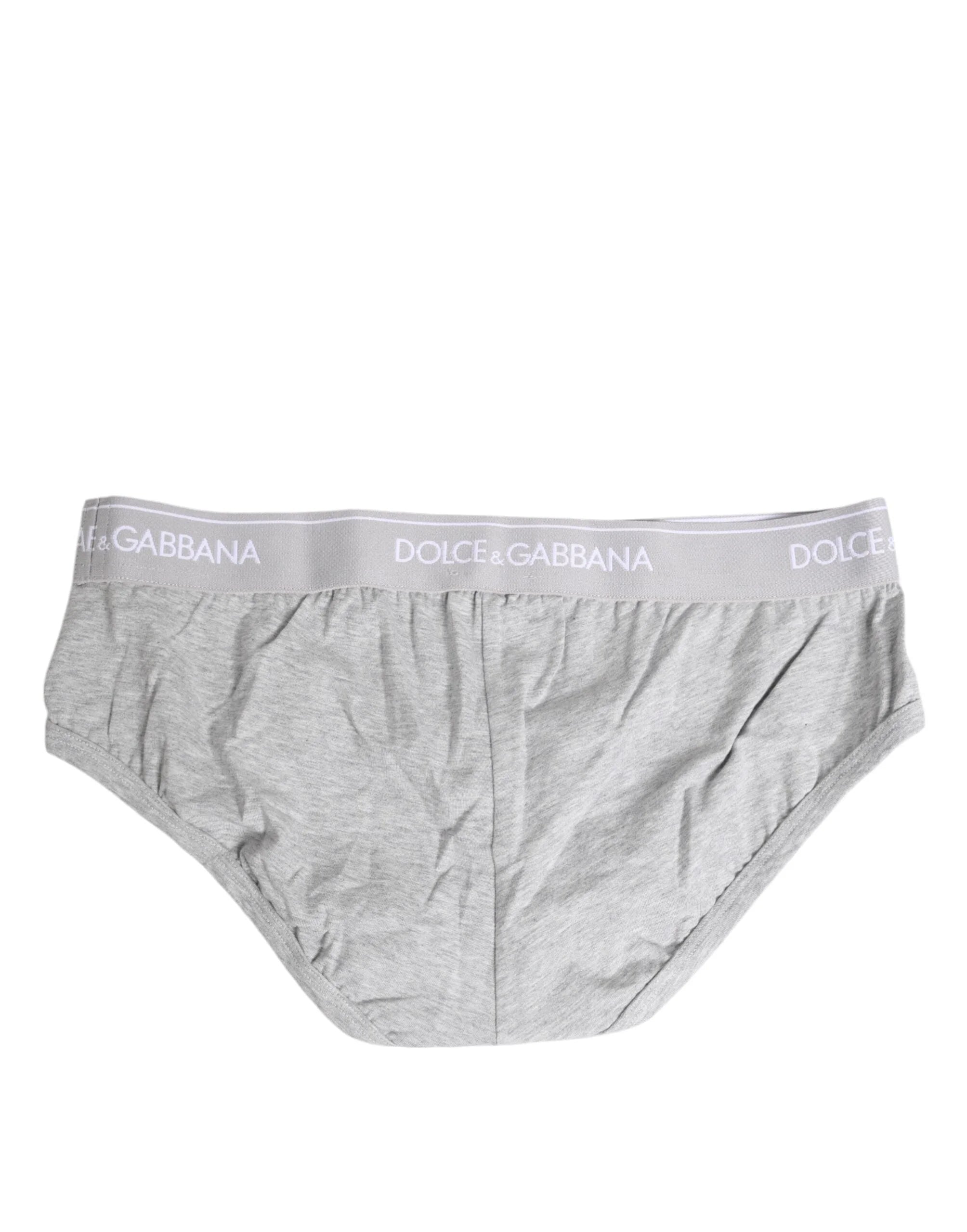 Dolce & Gabbana Gray Cotton Stretch Regular Brief Underwear - IT3 | XS - Briefs