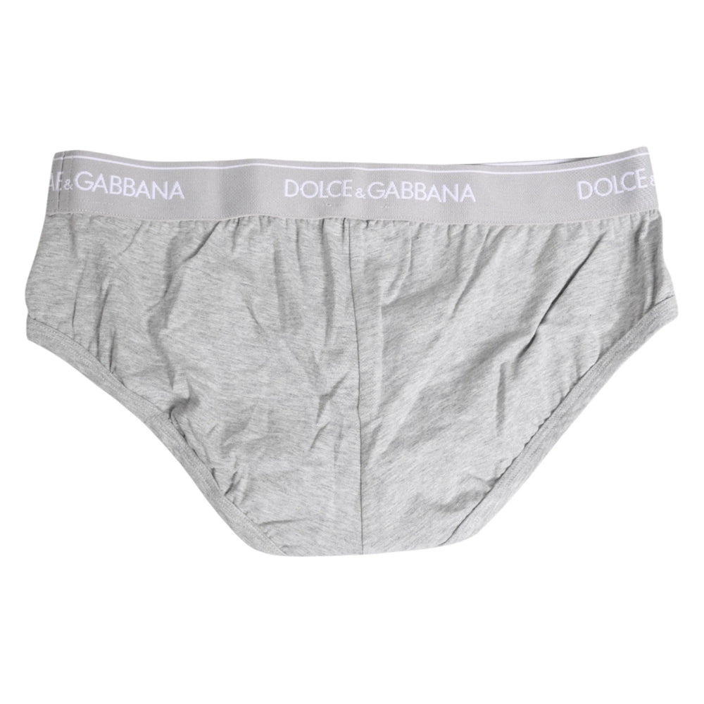 Dolce & Gabbana Gray Cotton Stretch Regular Brief Underwear - IT3 | XS - Briefs