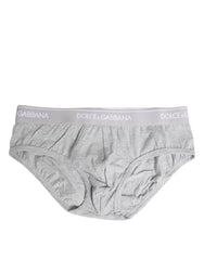 Dolce & Gabbana Gray Cotton Stretch Regular Brief Underwear - IT3 | XS - Briefs