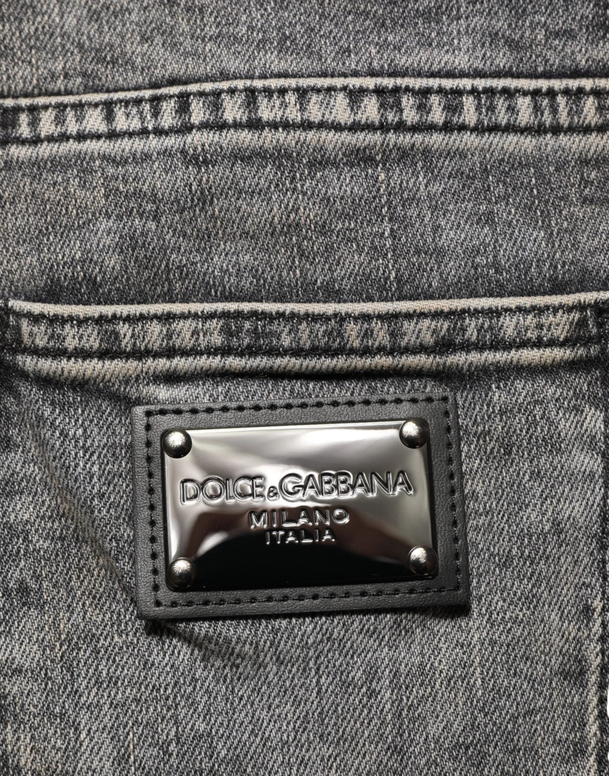 Dolce & Gabbana Gray Cotton Stretch Slim Fit Men Denim Jeans - IT56 | XXL - Jeans