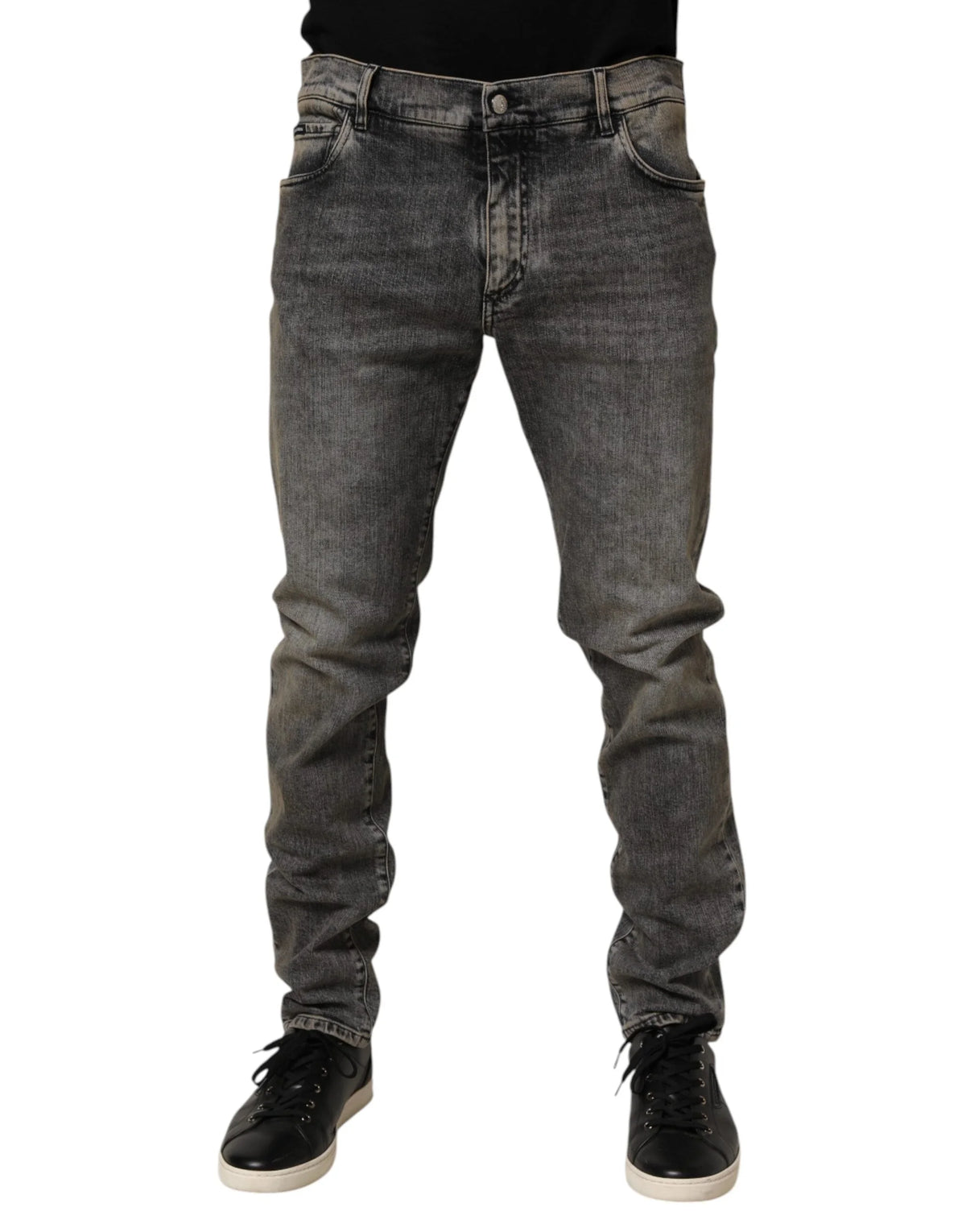 Dolce & Gabbana Gray Cotton Stretch Slim Fit Men Denim Jeans - IT56 | XXL - Jeans