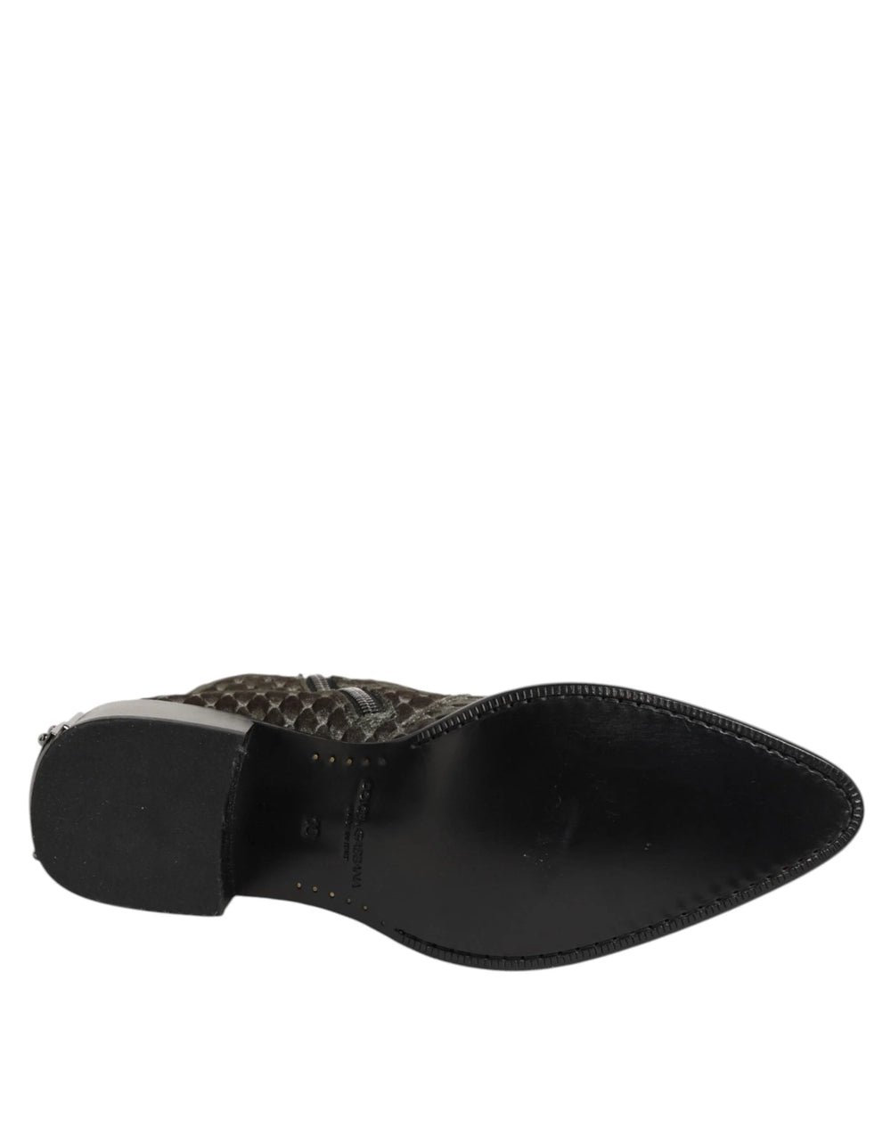 Dolce & Gabbana Gray Cotton Velvet Mid Calf Short Boots Shoes - EU44/US11 - Boots