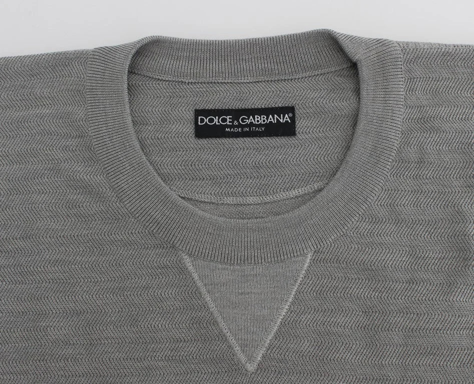 Dolce & Gabbana Gray Crewneck Pullover Silk Sweater - IT48 | M - Sweaters