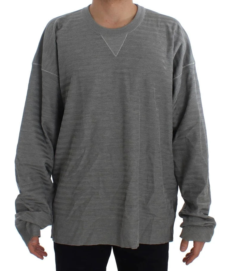 Dolce & Gabbana Gray Crewneck Pullover Silk Sweater - IT48 | M - Sweaters