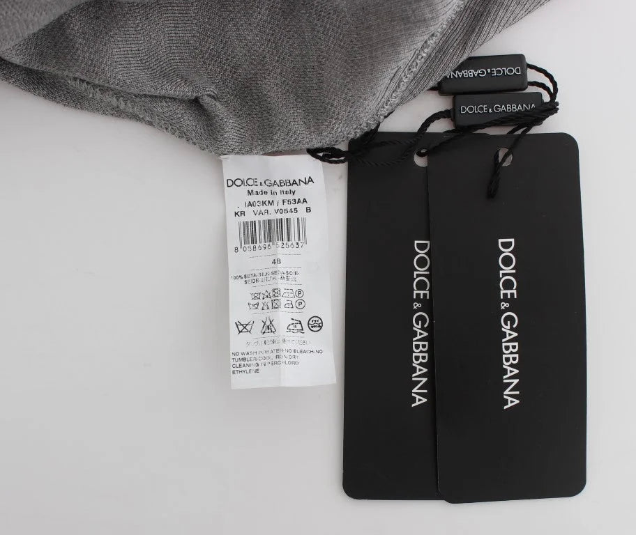 Dolce & Gabbana Gray Crewneck Pullover Silk Sweater - IT48 | M - Sweaters