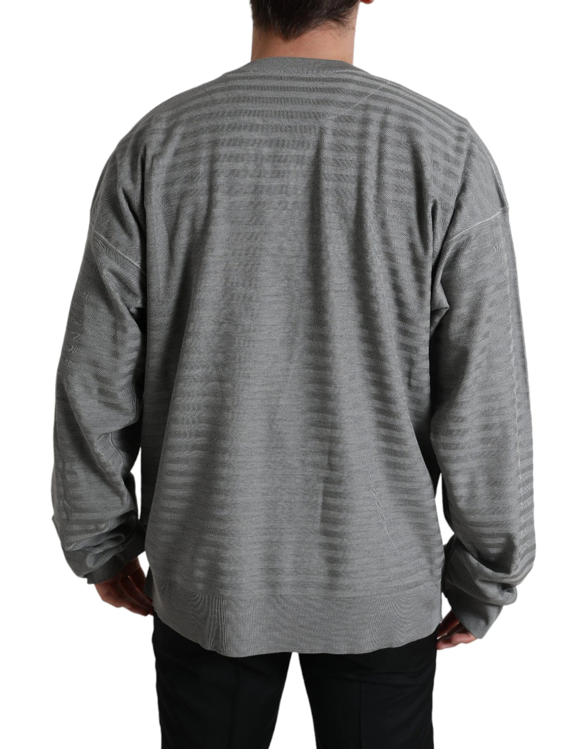 Dolce & Gabbana Gray Crewneck Pullover Silk Top Sweater - IT48 | M - Sweaters