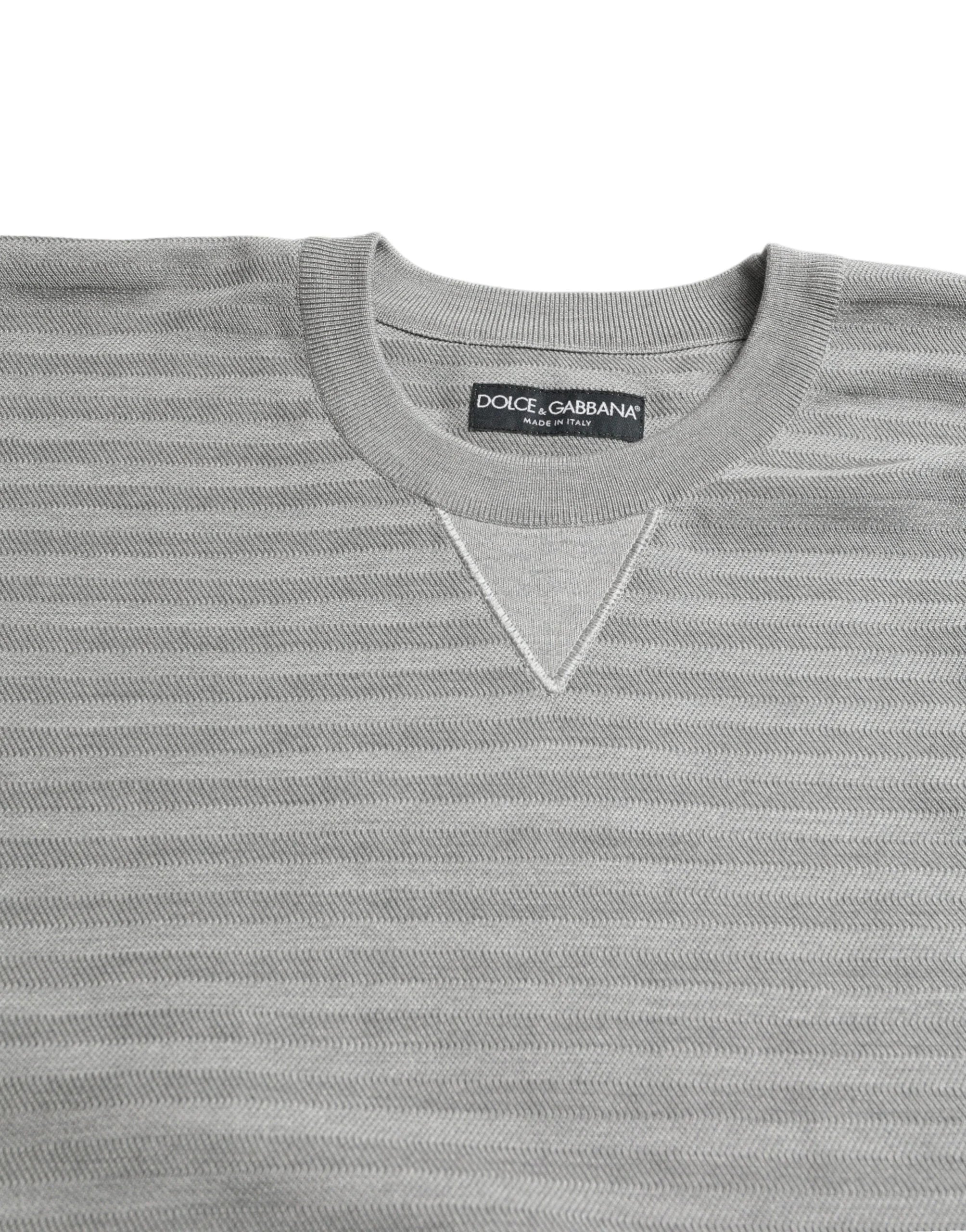 Dolce & Gabbana Gray Crewneck Pullover Silk Top Sweater - IT48 | M - Sweaters