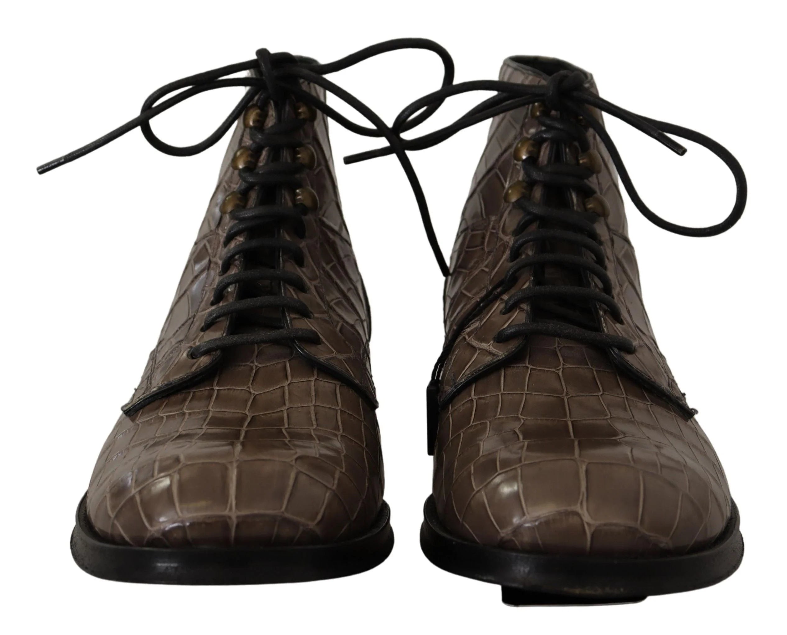 Dolce & Gabbana Gray Crocodile Leather Derby Boots - EU42/US9