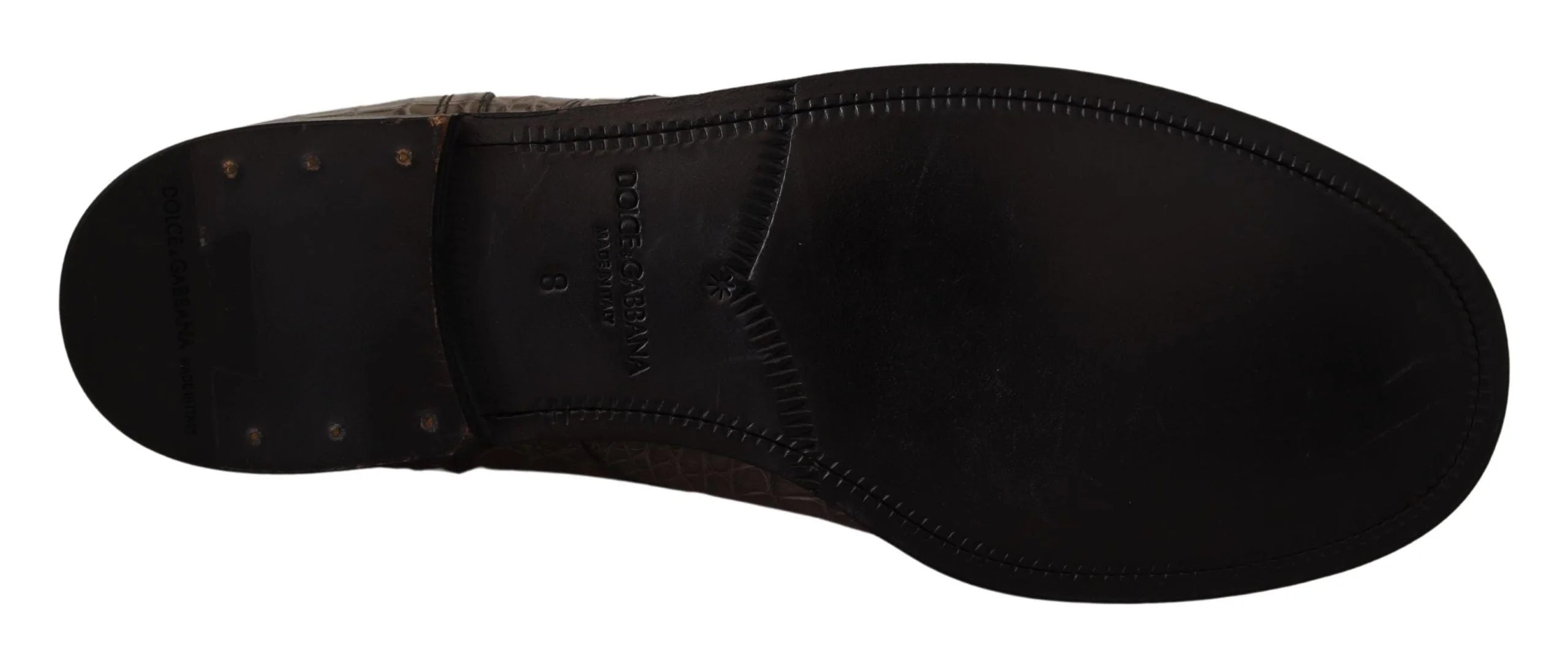 Dolce & Gabbana Gray Crocodile Leather Derby Boots - EU42/US9