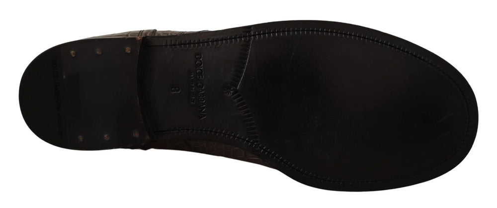 Dolce & Gabbana Gray Crocodile Leather Derby Boots - EU42/US9