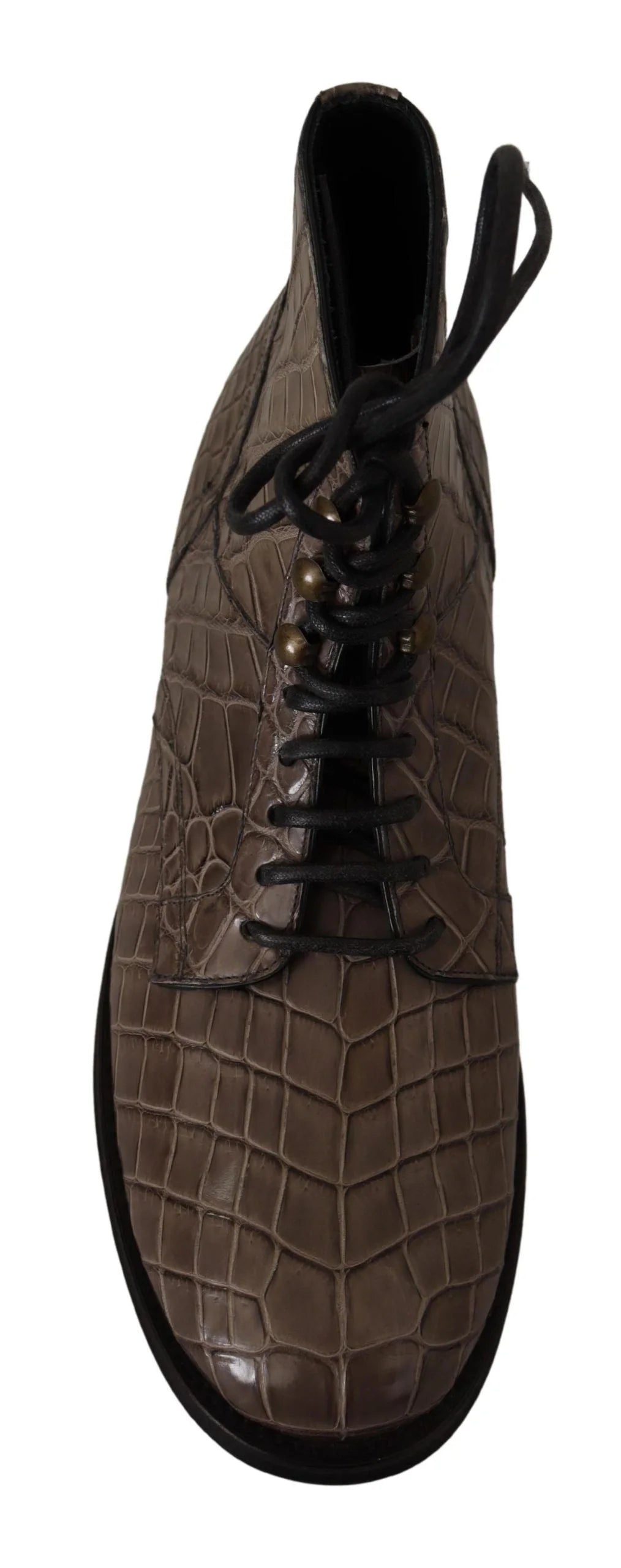 Dolce & Gabbana Gray Crocodile Leather Derby Boots - EU42/US9