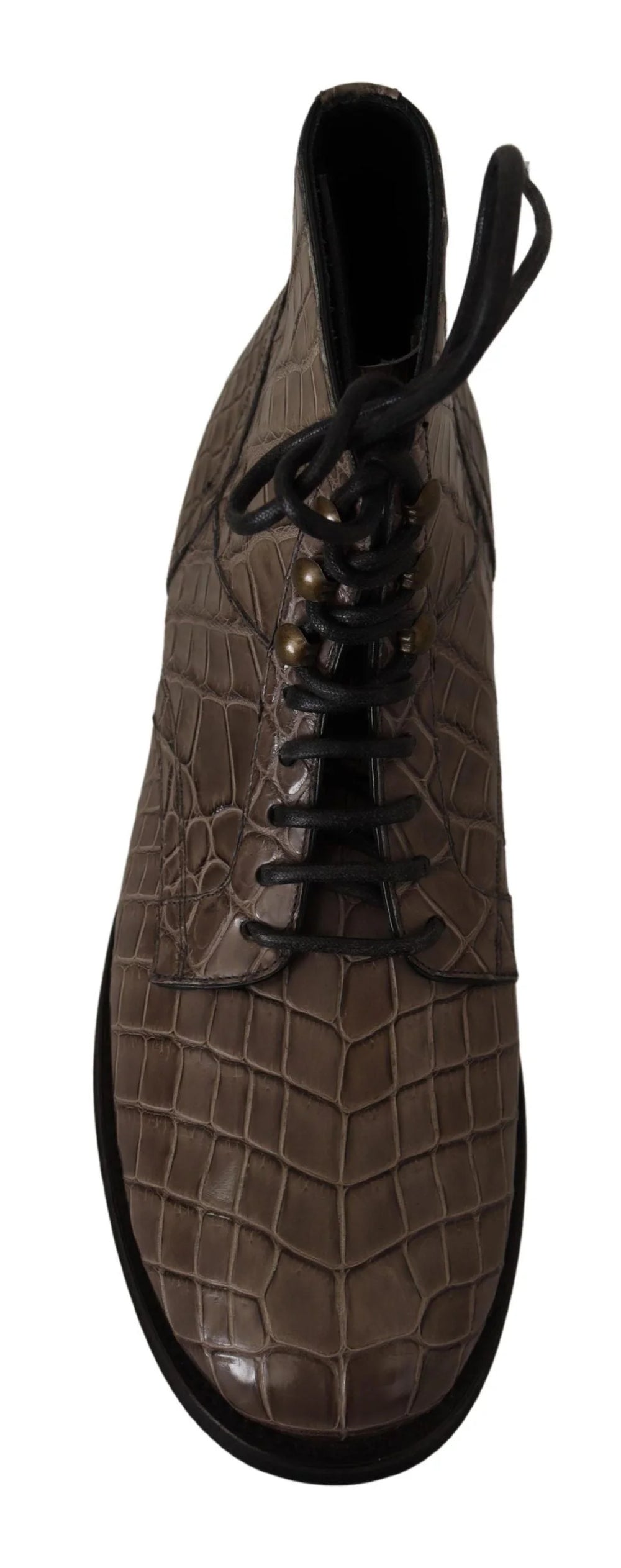 Dolce & Gabbana Gray Crocodile Leather Derby Boots - EU42/US9