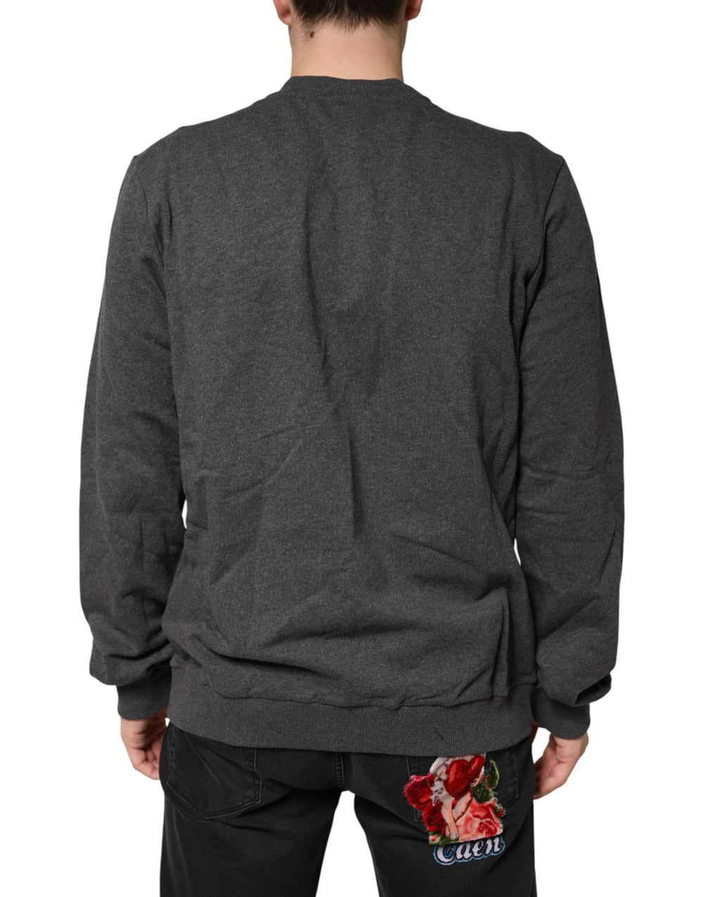 Dolce & Gabbana Gray Crown Crew Neck Men Sweatshirt Sweater - IT58 | 3XL